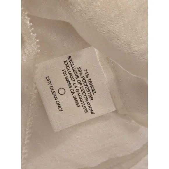 Nic + Zoe Womens Cream Lace Up Ruffle Neck Bell Sleeve Embroidered Top Size 10 - Picture 5 of 6